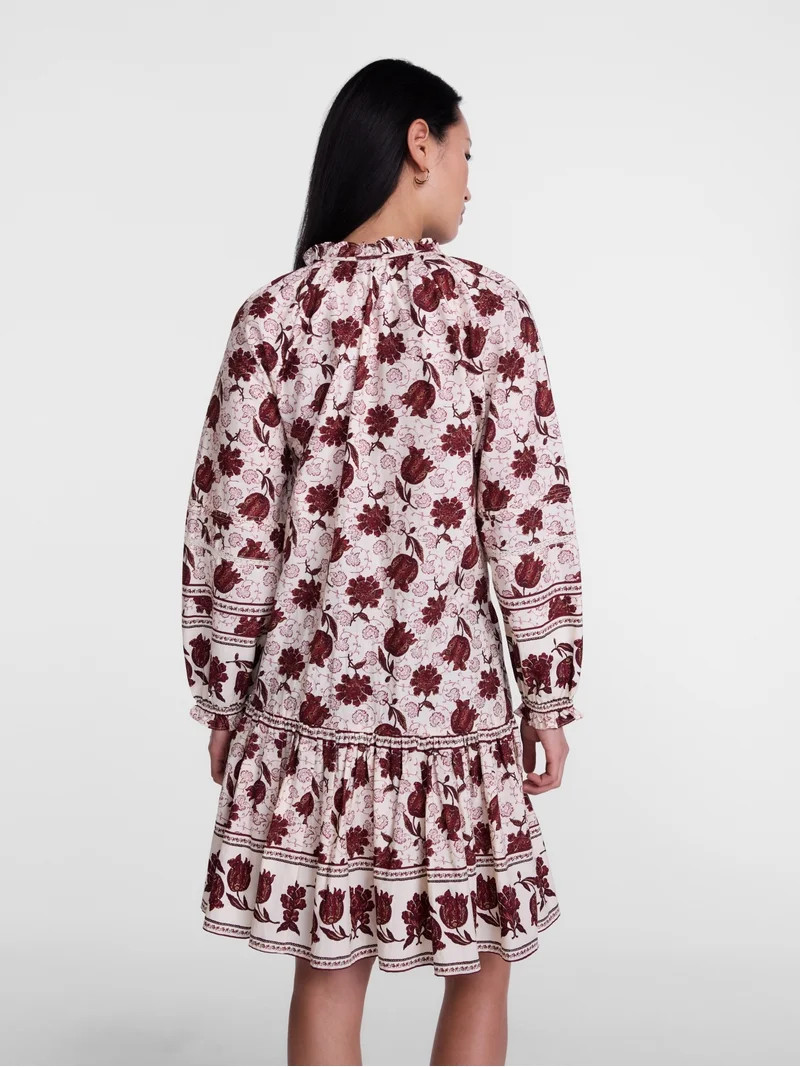 Scenario Women's and Women's Plus Tiered Hem Dress with Long Sleeves, Sizes XS-4X | Walmart (US)