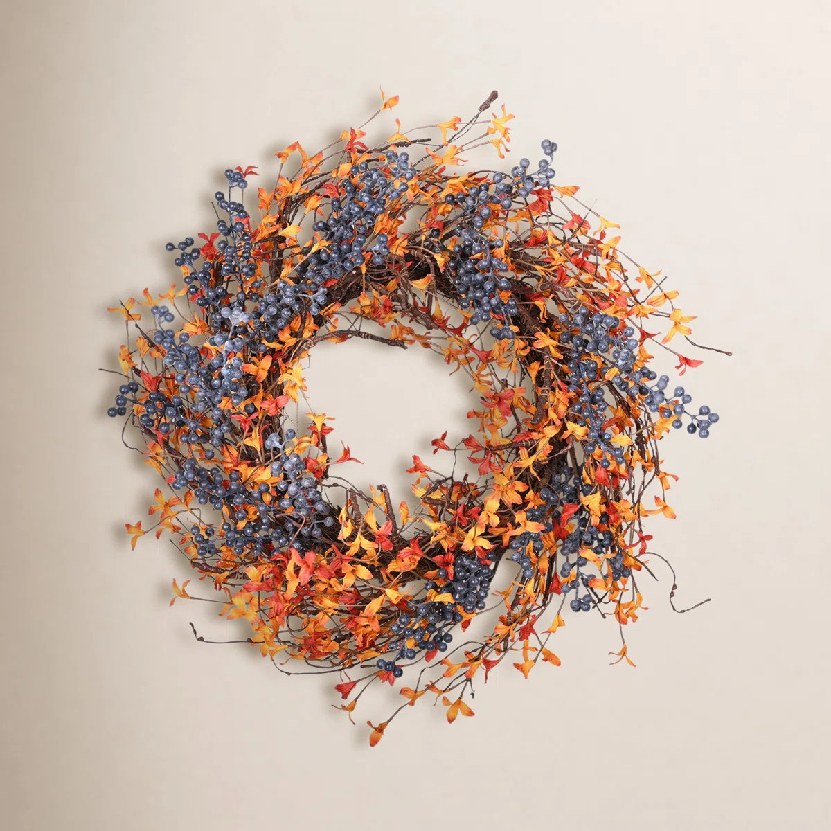 24" Fall Autumn Twig Berry Front Door Wreath | Wayfair North America