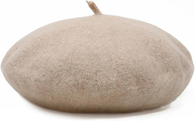 Women French Wool Beret Hats - Solid Color Classic Beanie Winter Cap | Amazon (US)