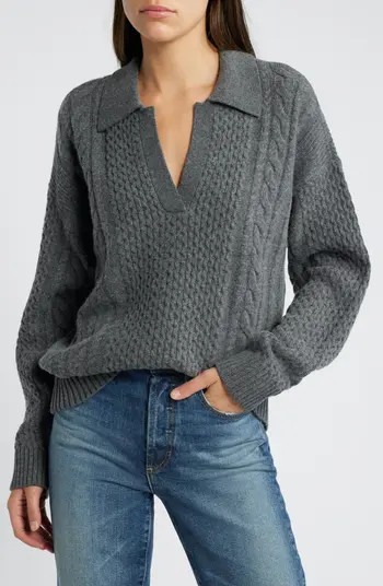 Merino Wool & Cotton Cable Sweater | Nordstrom