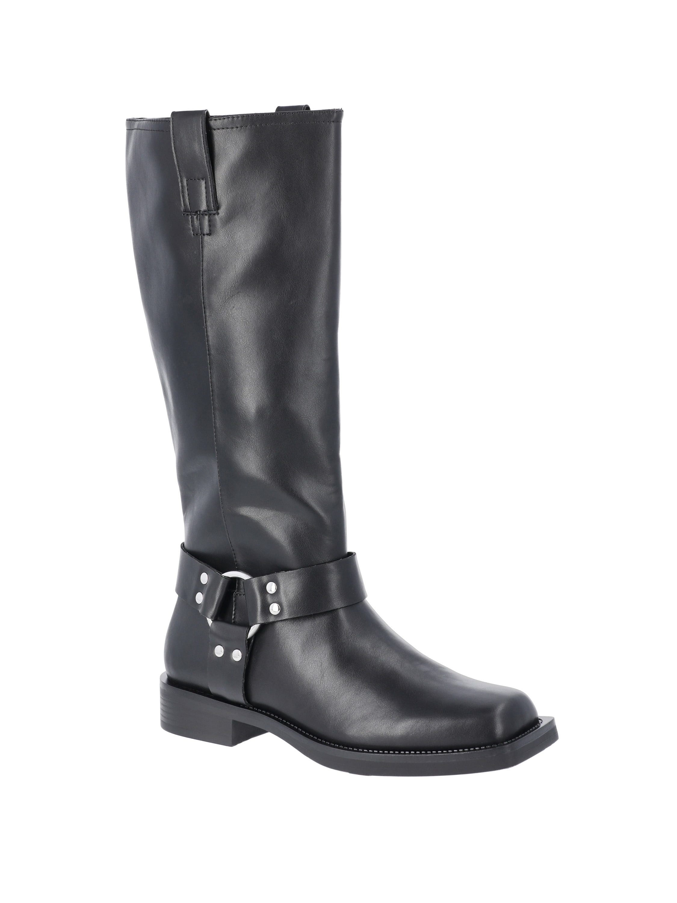 Time and Tru Women's Faux Leather Tall Moto Harness Boots - Walmart.com | Walmart (US)