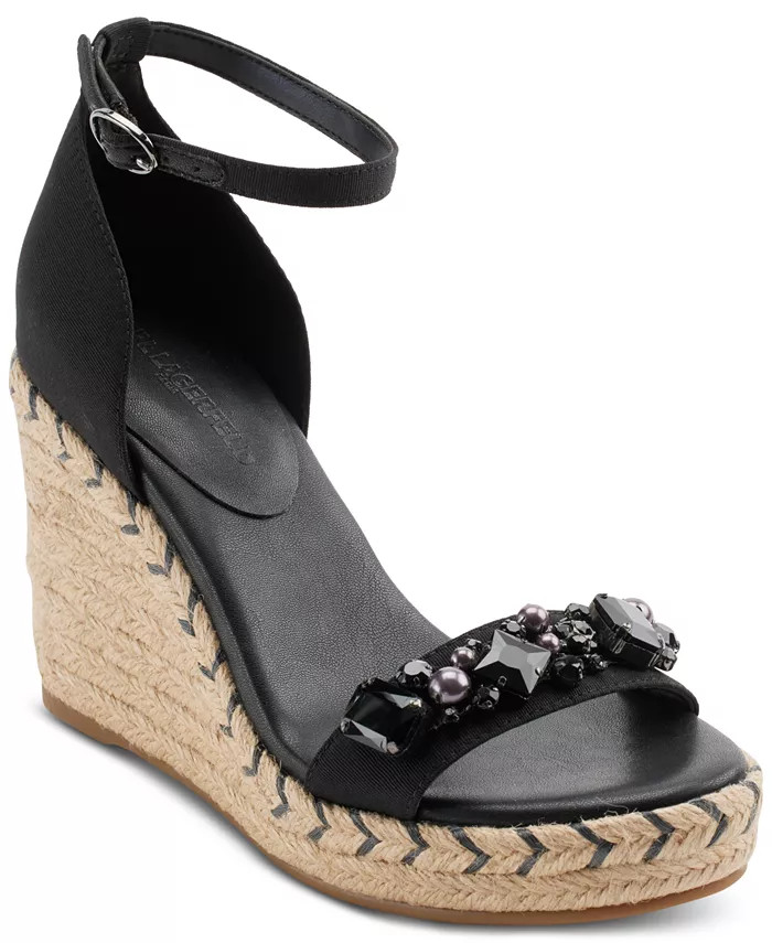 KARL LAGERFELD PARIS Catalyna Embellished Wedge Espadrille Sandals - Macy's | Macy's