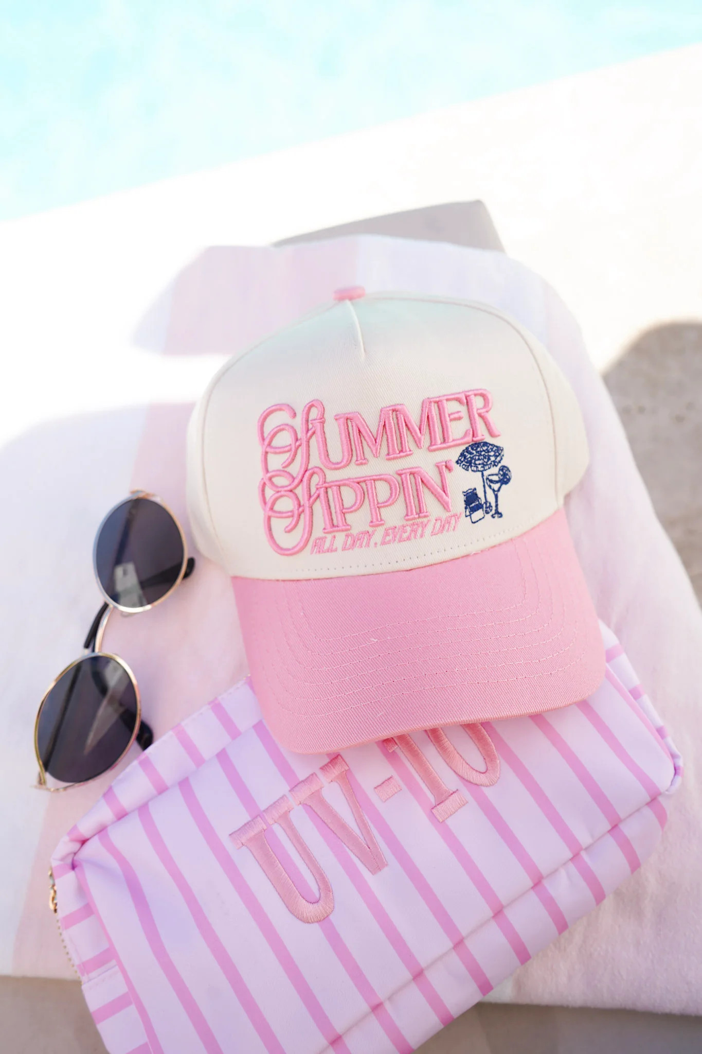 Summer Sippin' - Pink Vintage Trucker Hat | KenzKustomz