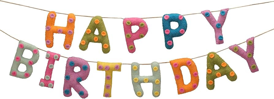 Folkulture Happy Birthday Garland | 72 Inches Outdoor Wool Felt Ball Garlands | Party Garland for... | Amazon (US)
