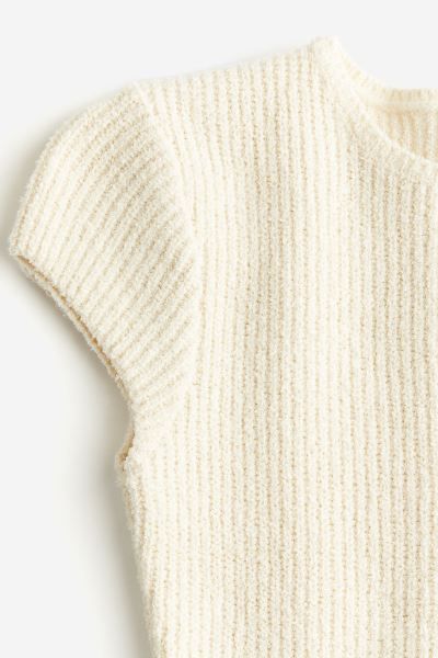 Cap-sleeved Rib-knit Top - Cream - Ladies | H&M US | H&M (US + CA)