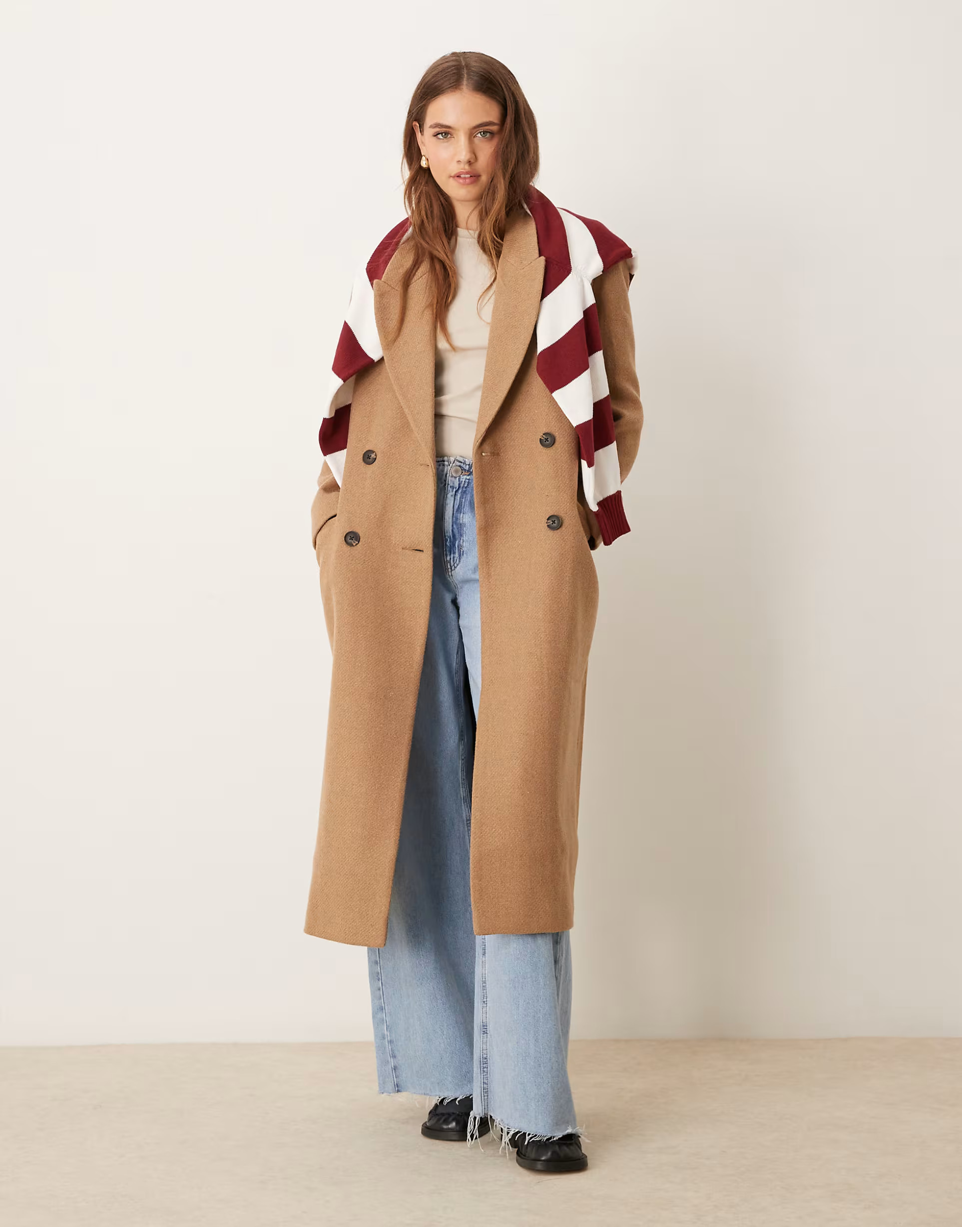 ASOS DESIGN premium wool dad coat in camel | ASOS (Global)