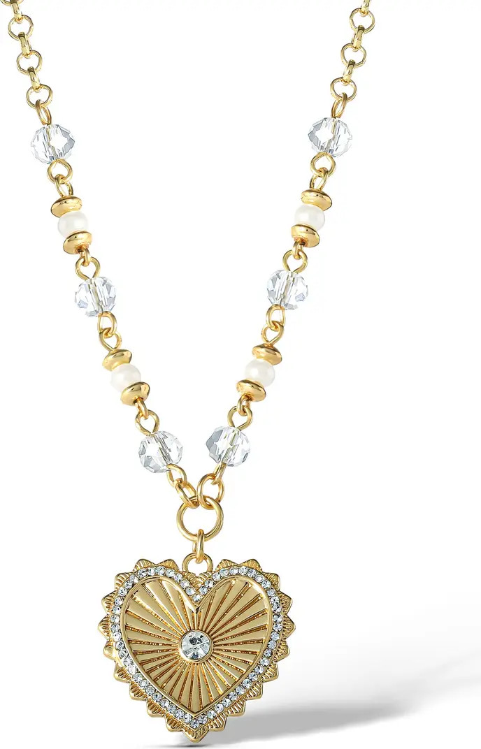 Heart Necklace with Clear Crystal Embellishments, 16" + 2" | Nordstrom