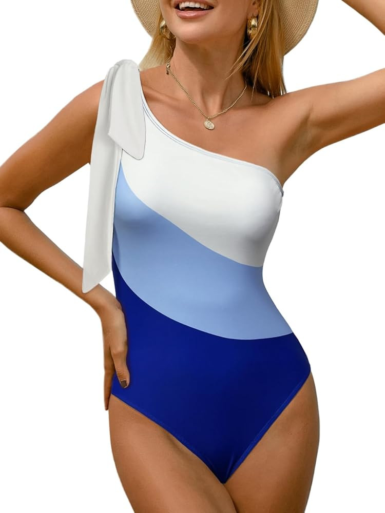 BIKINX Sexy One Piece Swimsuit for Women One Shoulder Bathing Suit Tummy Control Cutout Bow Tie M... | Amazon (US)