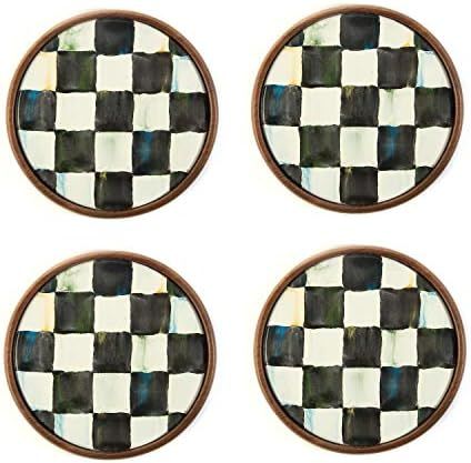 MacKenzie-Childs Drink Coasters, Bar Set and Housewarming Gift, Courtly Check, Round, Set of 4 | Amazon (US)