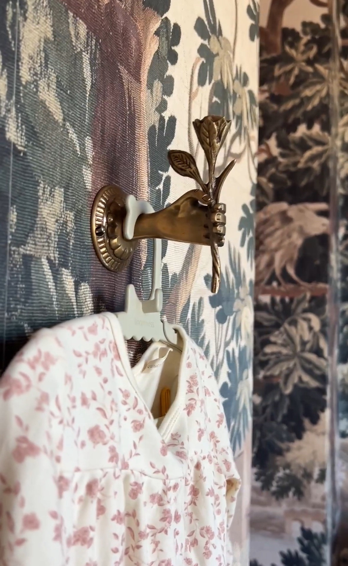 Charming brass hook with a hand holding a flower perfect for a nursery or girl’s room! Would be charming in a powder bathroom too! 

#LTKKids #LTKHome