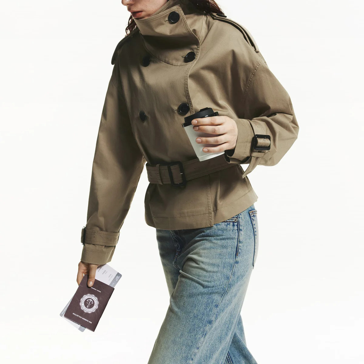 MO&Co. Women's Cropped Cotton Trench Coat | MO&Co.