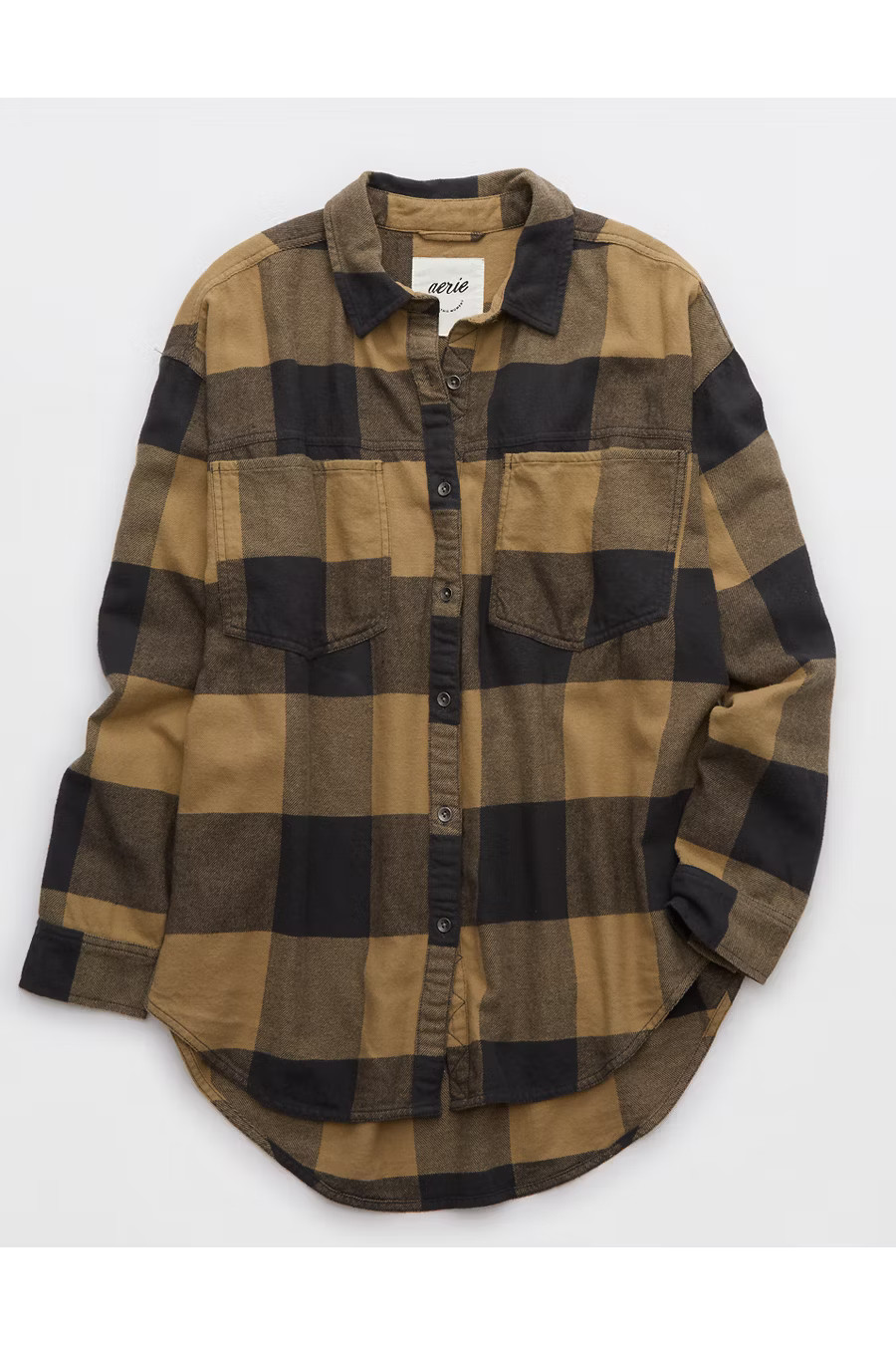 Aerie Anytime Fave Flannel Shirt Women's Soft Stone XL | American Eagle Outfitters (US & CA)