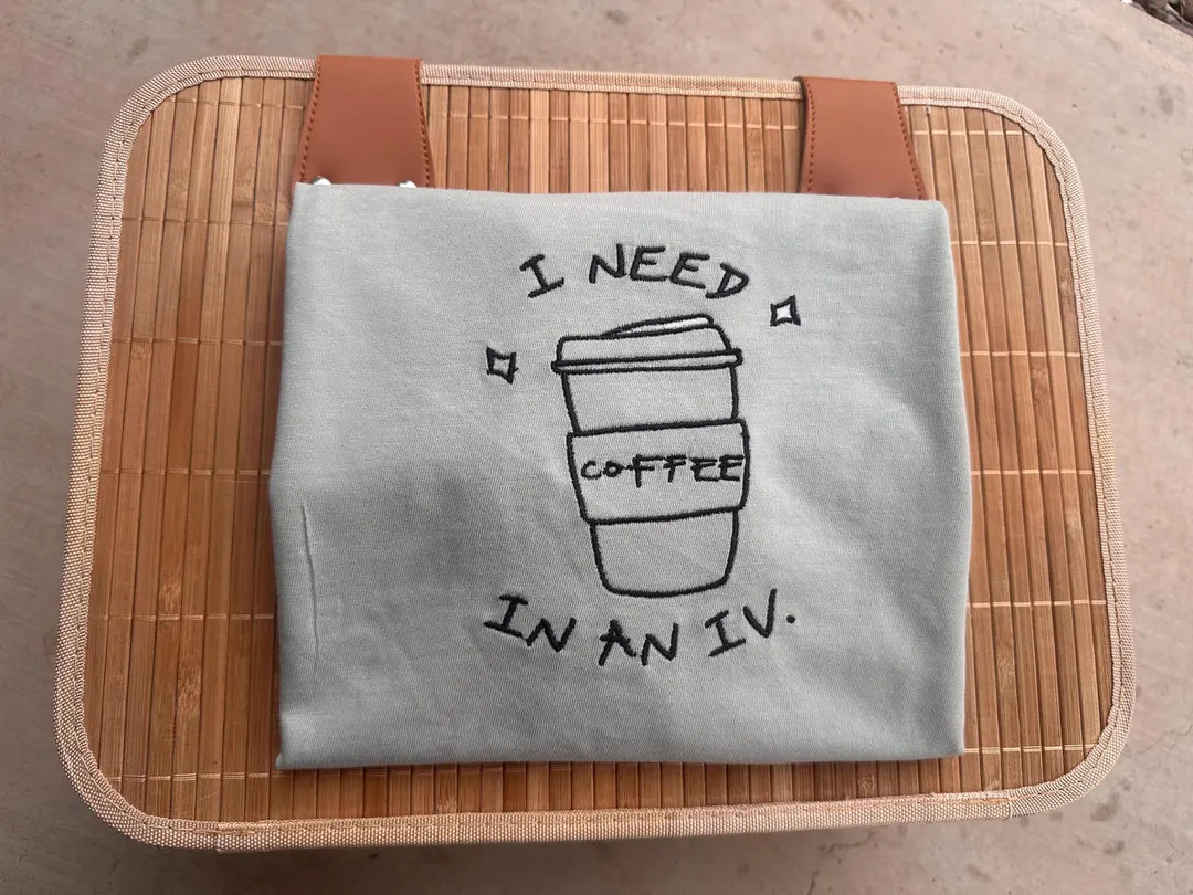 Comfort Colors Coffee Shirt – Embroidered “I Need Coffee in an IV” Tee, Funny Coffee Lover ... | Etsy (US)