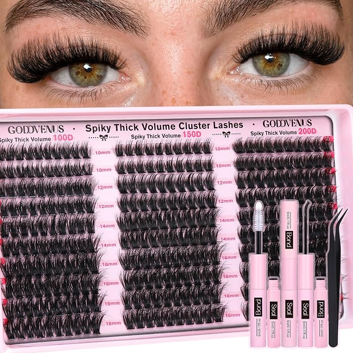 Goddvenus Fluffy Lash Clusters Kit Thick 100-150-200D Volume Eyelash Clusters Kit 10-16mm Wispy I... | Amazon (US)