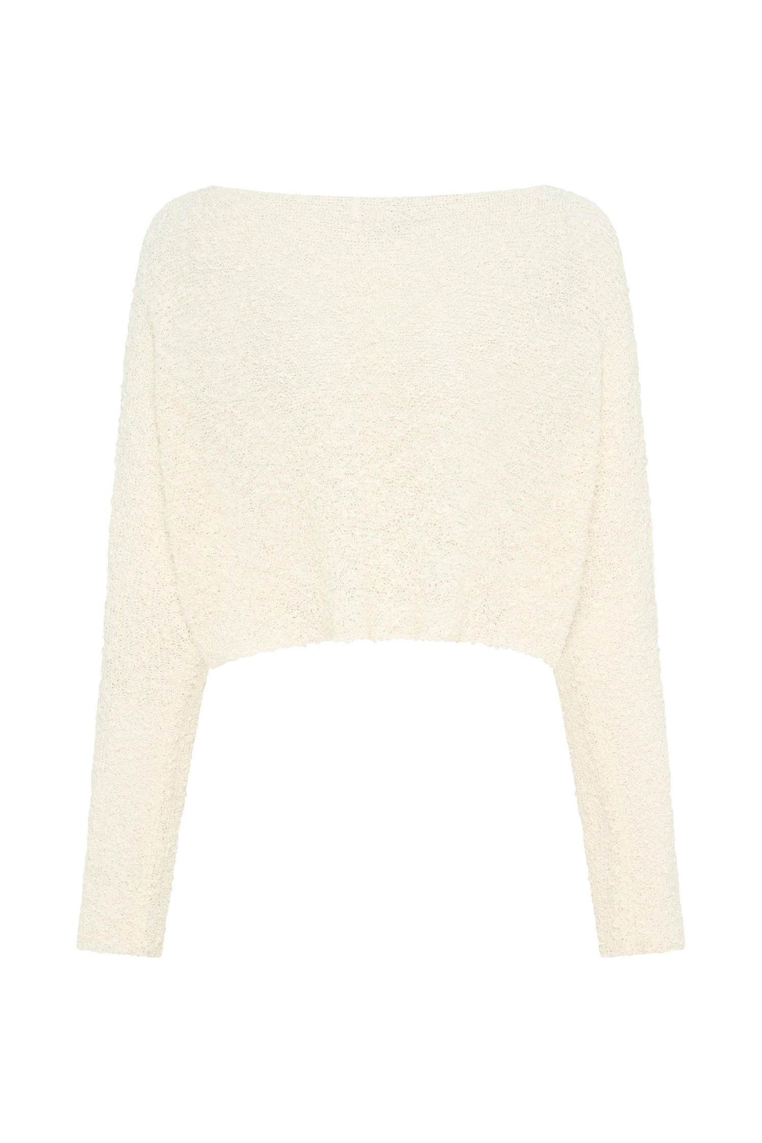 Petra Long Sleeve Knit Crop Top - Ivory | MESHKI US