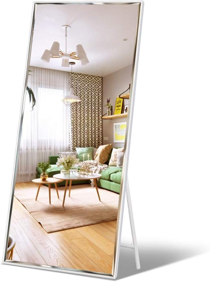 ZBEIVAN Full Length Mirror 65"x23.6" Standing/Wall Hanging, Vertical White Frame HD Rectangle Ful... | Amazon (US)
