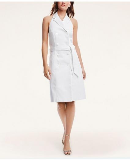 Stretch Cotton Dobby Nautical Halter Dress | Brooks Brothers