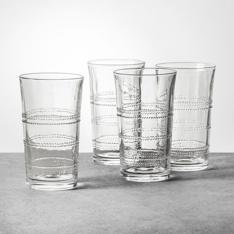 4pk 16oz Embossed Glass Drinkware Tall - Hearth & Hand™ with Magnolia | Target