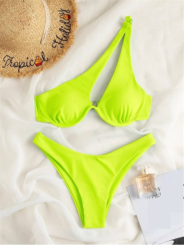 LSCZSLYH Sexy Bikinis Swimsuits Cut Out Women Swimwear Biquini High Cut Bathing Suits Push Up Bea... | Amazon (US)