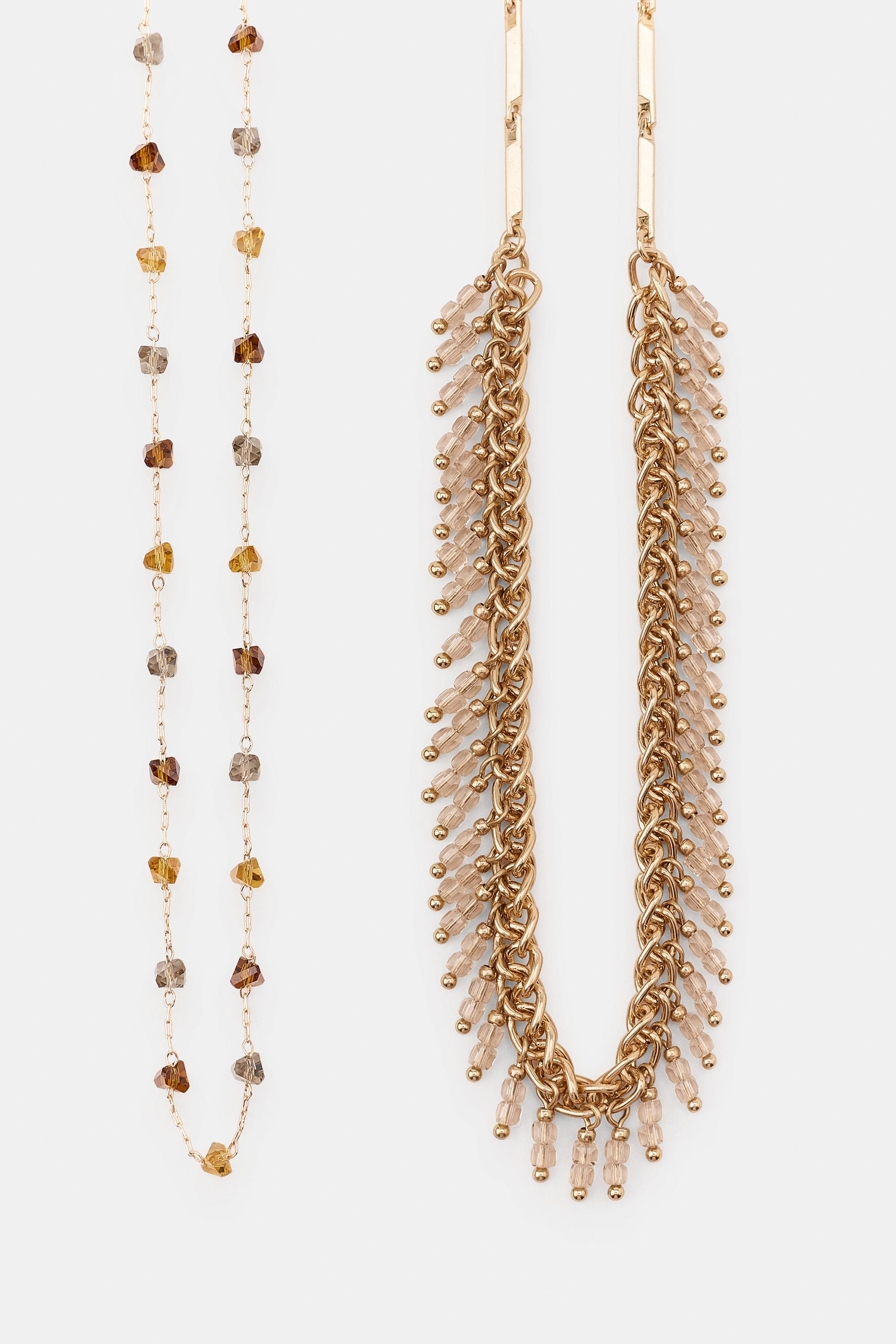PACK OF 2 BEADED CHAIN NECKLACES | Zara Canada