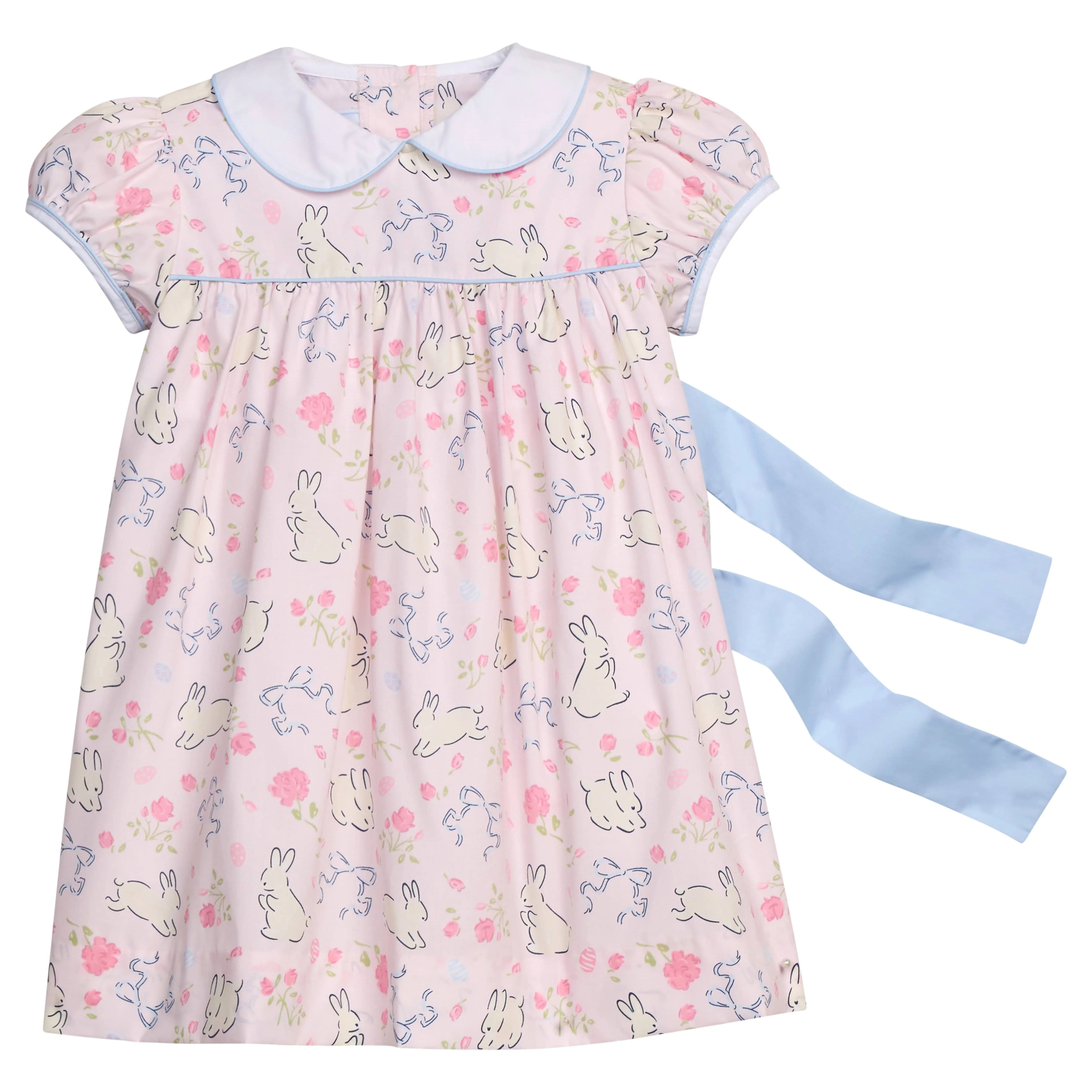 Bunny Blooms Short Sleeve Natalie Dress - Pink Girl Dress | Little English