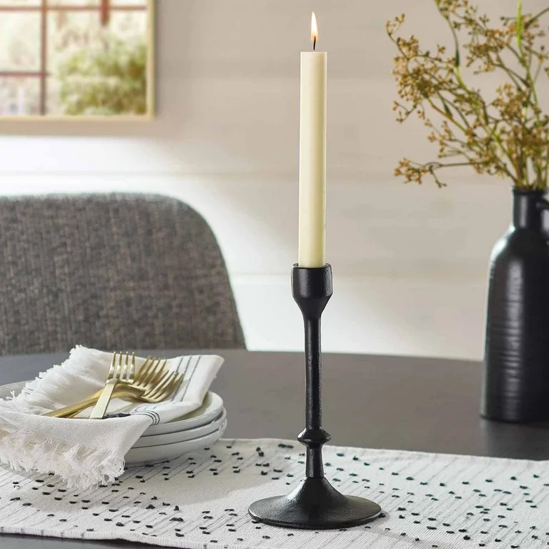 Better Homes & Gardens Black Cast Iron Metal Taper Candle Holder, 7.8", Large | Walmart (US)