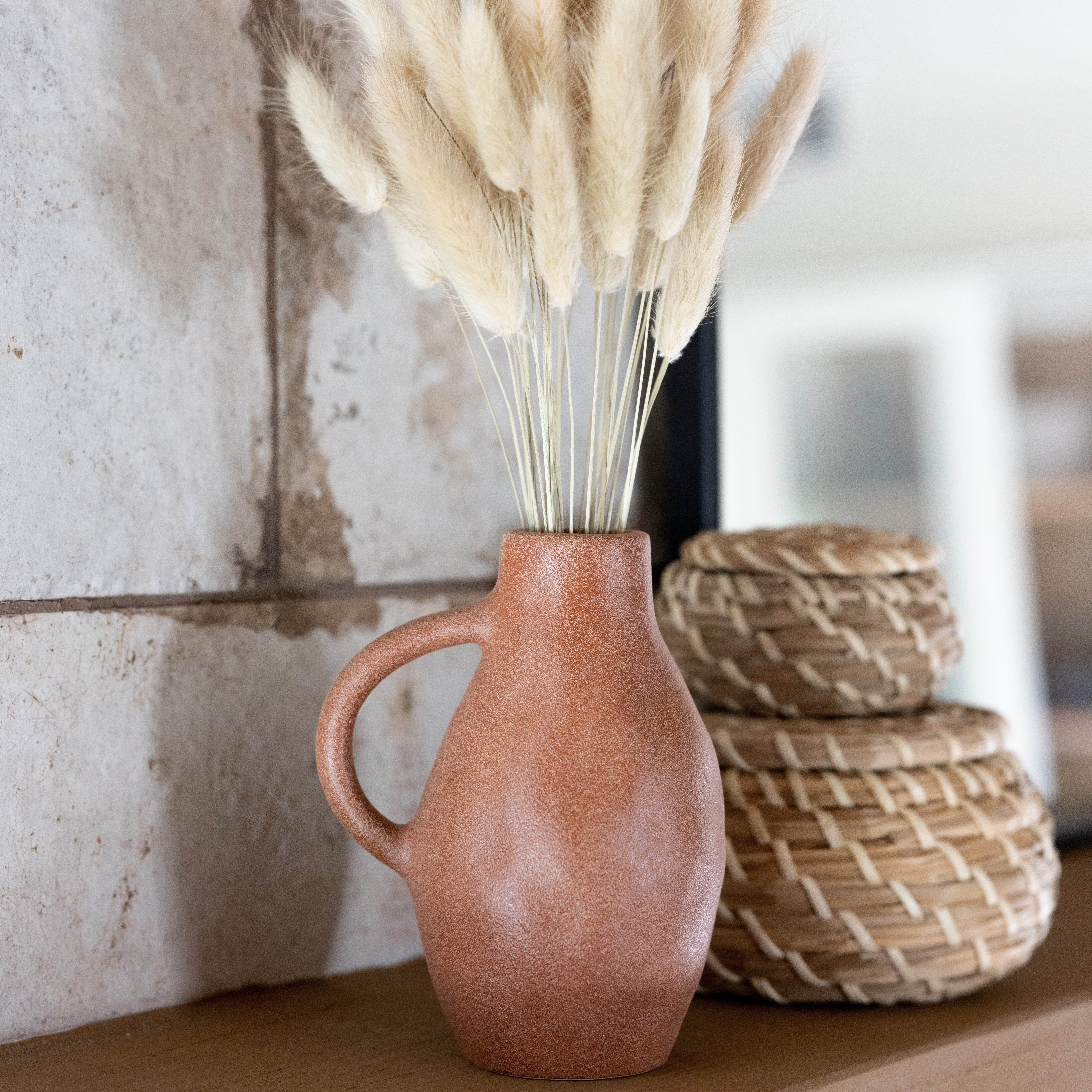 Flora Bunda 12" Artificial Preserved Bunny Tails in Blush Ceramic Vase | Walmart (US)