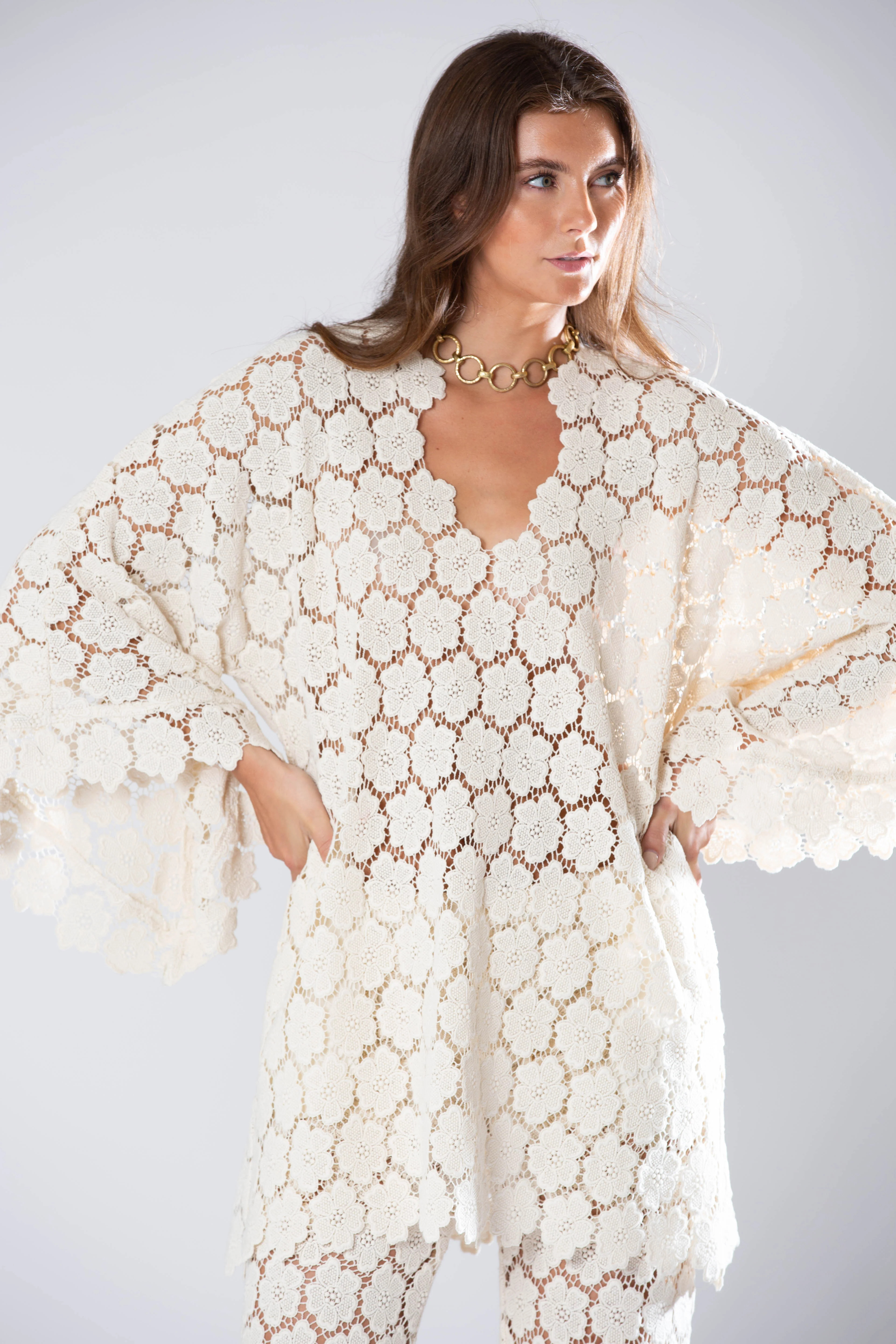 Gianina Floating Flower Mini Caftan | Miguelina