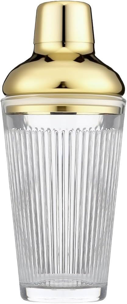 Glass Cocktail Shaker, Martini Shaker with Strainer for Bars, Whiskey, Cocktails 17oz (Gold) | Amazon (US)