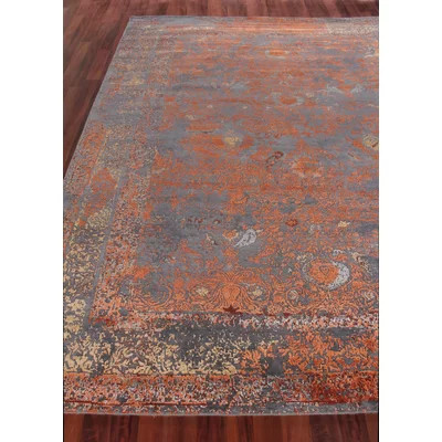 Maison Oriental Hand-Knotted Gray/Orange Area Rug | Wayfair North America
