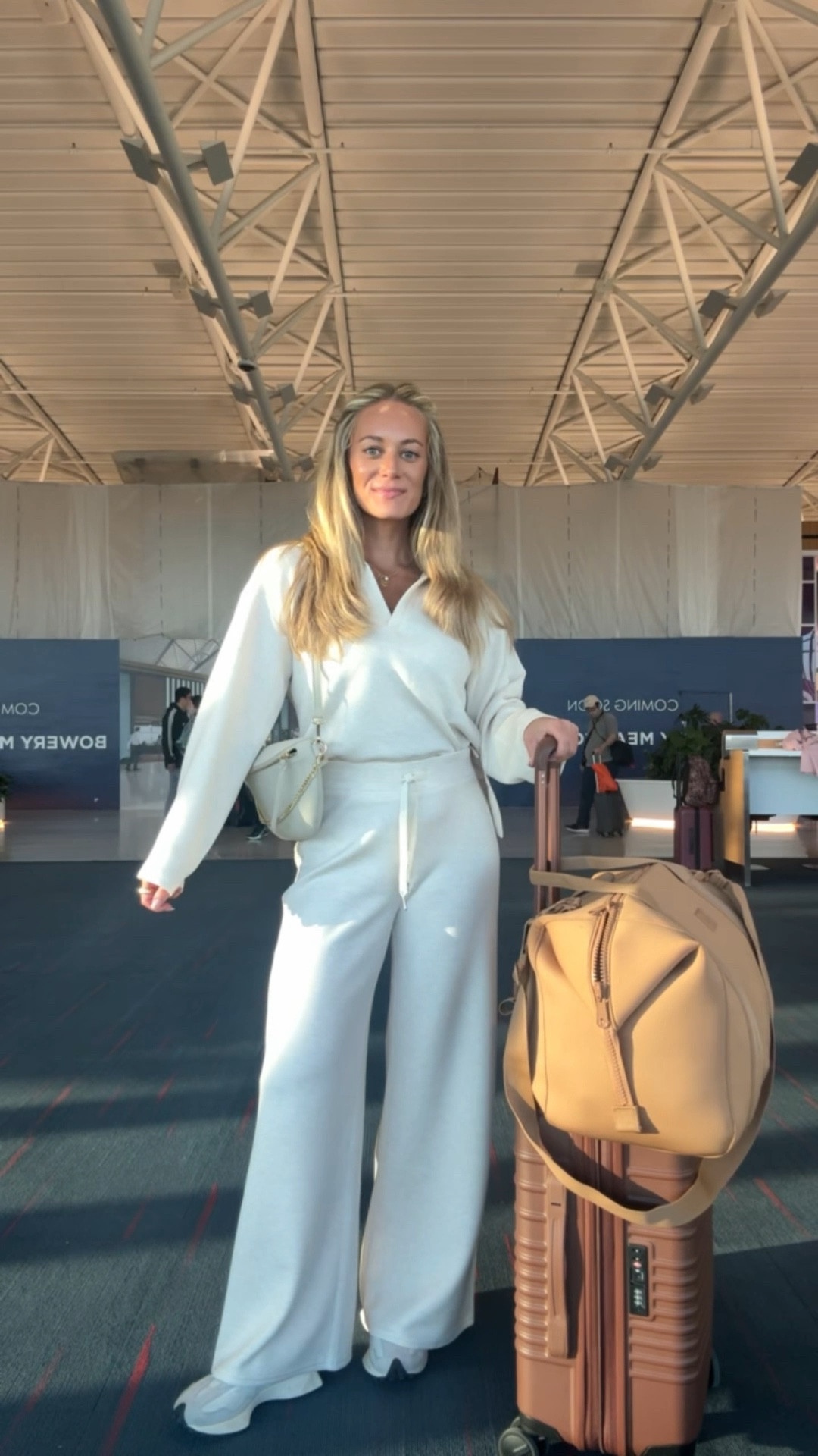 LTK SPRING SALE! 20% off @Spanx  site wide with code LTKSPANX

Travel ootd wearing the Spanx Air Essentias set (small in both) + I have my @Dagne Dover  Carry All Bag, @beistravel  Carry-On Roller, and the @Gigi New York  Beck Sling bag. 

Travel outfit, air essentials, Spanx sale, spring sale, travel finds 

#LTKSpringSale #LTKootd #LTKTravel