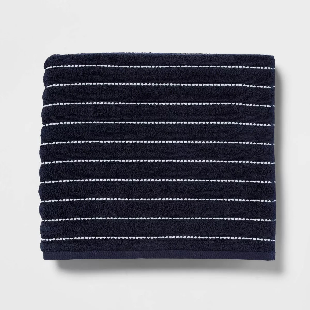 Performance Plus Bath Towel Navy Striped - Threshold™: Heavyweight Cotton Blend, Fade-Resistant... | Target