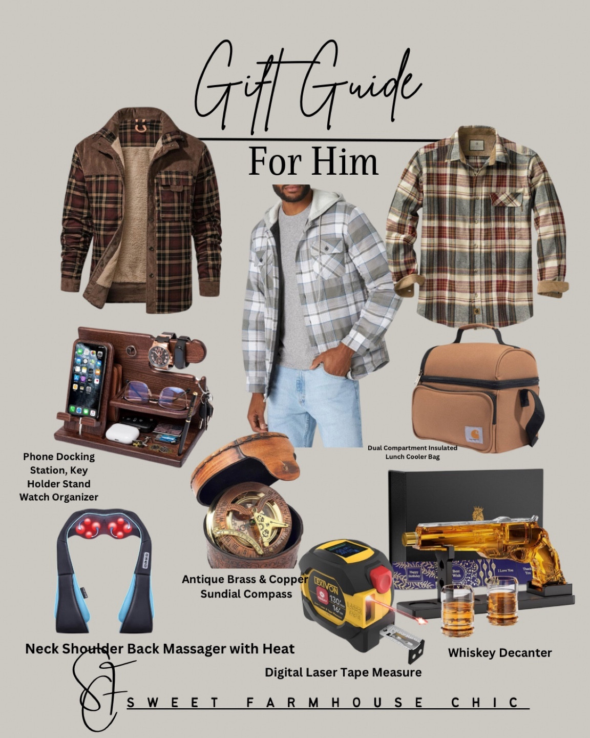 Gift Guide  For Him

Flannel shirt, quilted shirt jacket with hood, flannel shirt jacket, insulated lunch cooler bag, wood docking station key holder watch stand, antique compass, digital laser tape measure, whiskey decanter set, back massager with heat



#LTKSeasonal #LTKGiftGuide #LTKHoliday