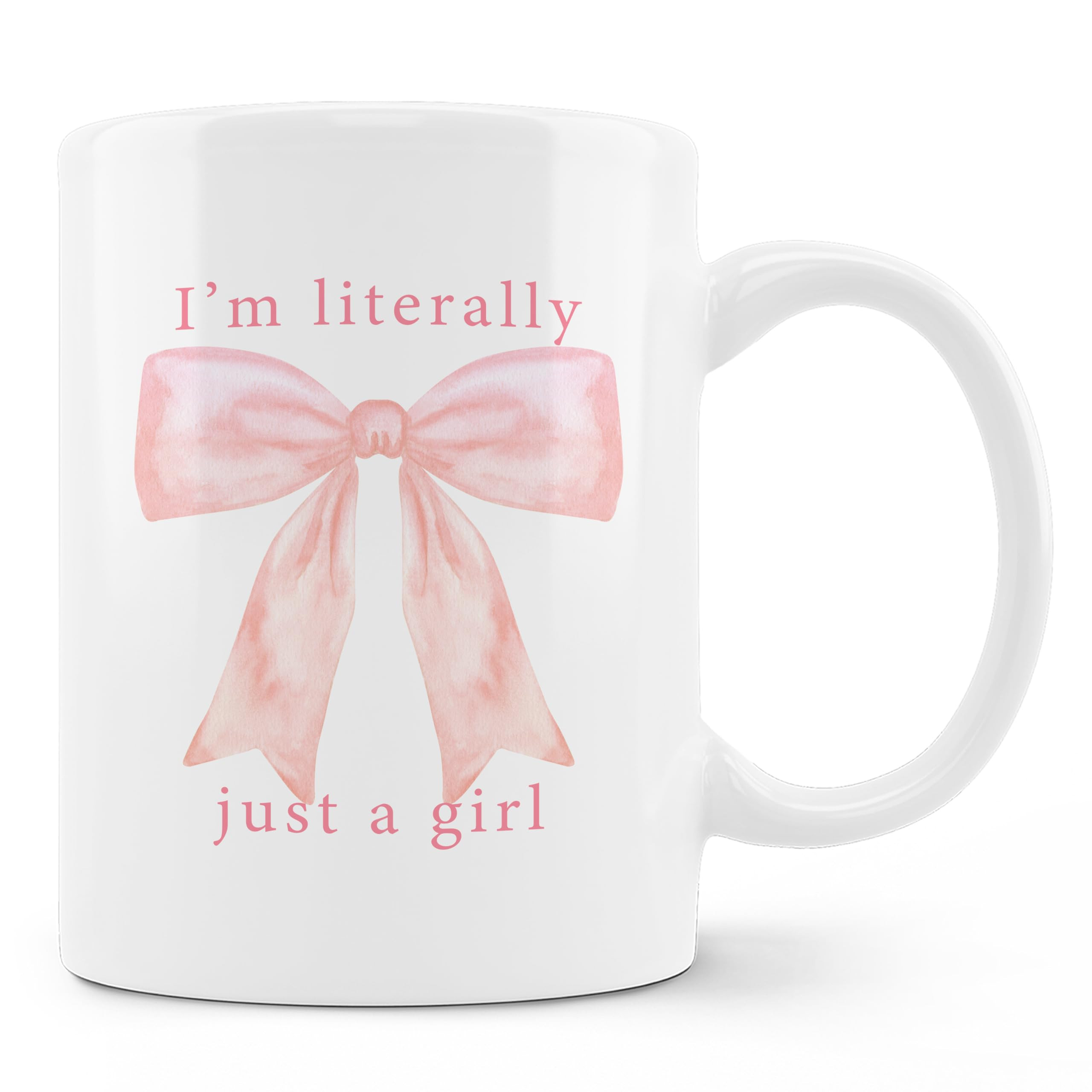 Pink Preppy Coquette Bow Mug,Bow On Ceramic Coffee Cup 11oz, I'm Literally Just A Girl White Cera... | Amazon (US)