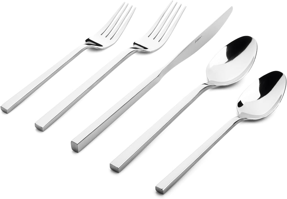 Alata Cube 20-Piece Forged Stainless Steel Flatware Set Cutlery Set,Silverware Set Service for 4,... | Amazon (US)