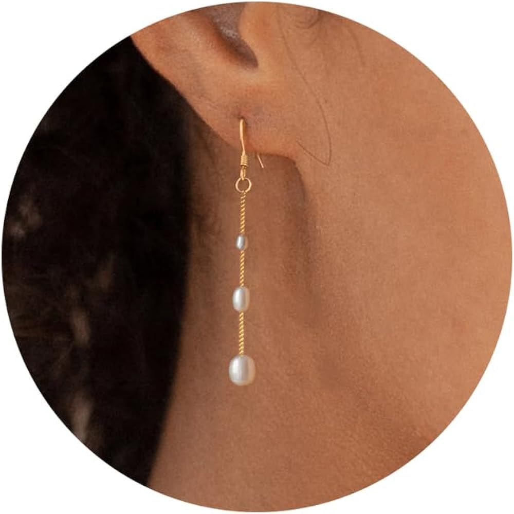 Aghfacy Pearl Drop Earrings for Women Baroque Gold Pearl Dangle Earrings Bridal Bridesmaid Weddin... | Amazon (US)