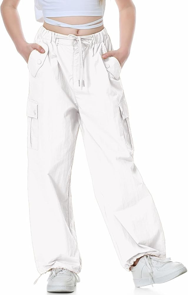 Rolanko Parachute Pants for Girls Y2K Cargo Trousers with Pockets Harajuku Jogger Pants Kids 4-14... | Amazon (US)