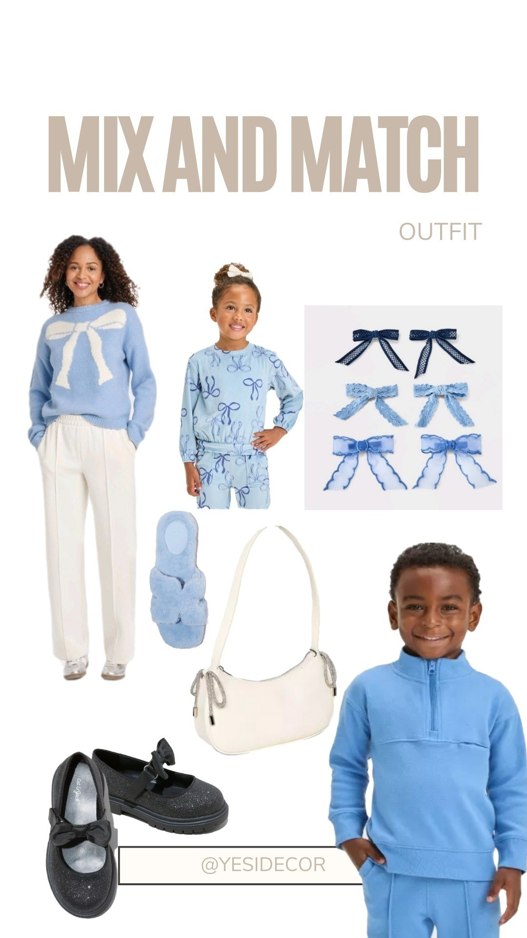 Family outfit idea, a new day blue, boys jogger pants set, women holiday sweater , girls printed sweatshirt, ribbon bow clip set, flare leggings 

#LTKSeasonal #LTKHoliday #LTKFamily