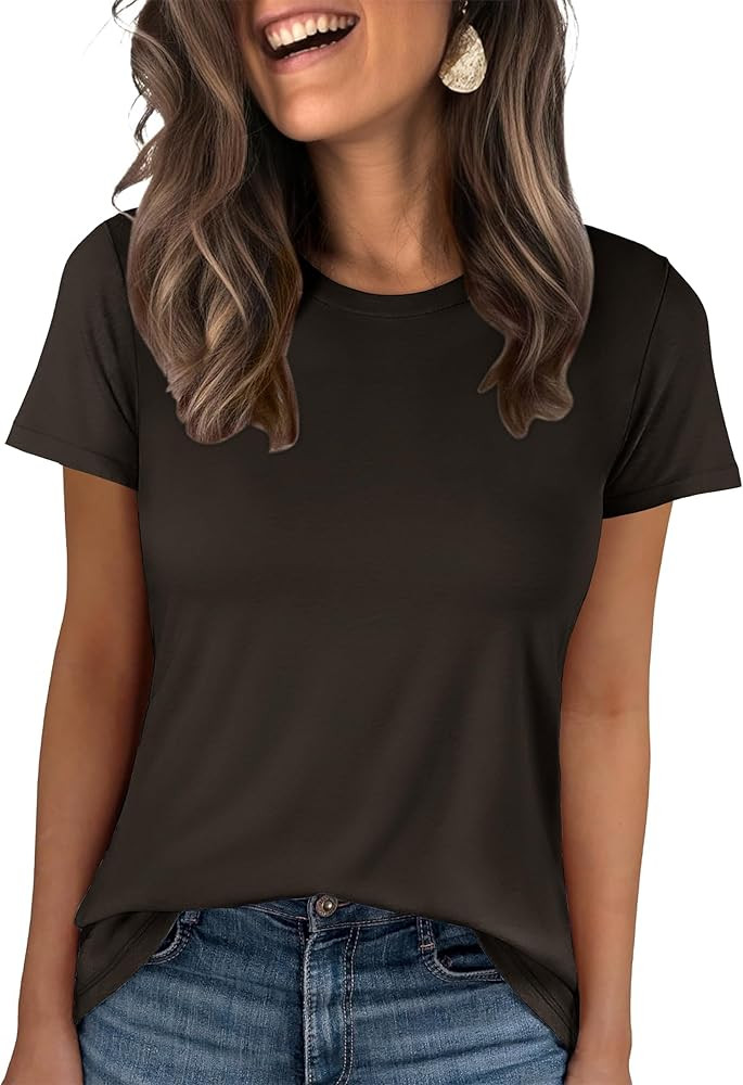 ANRABESS Women Short Sleeve Tops Summer Basic Tee Wrinkle-Free Trendy Cute T Shirts 2026 Spring B... | Amazon (US)