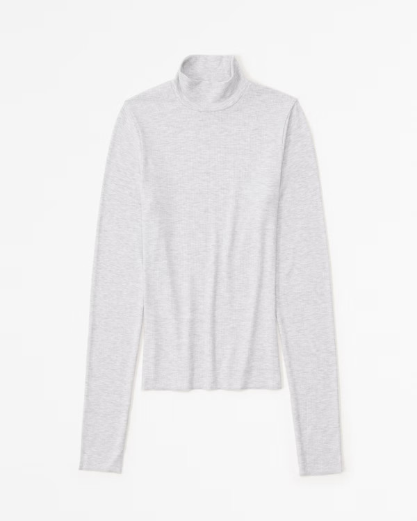 Long-Sleeve Featherweight Rib Tuckable Mockneck Top | Abercrombie & Fitch (US)