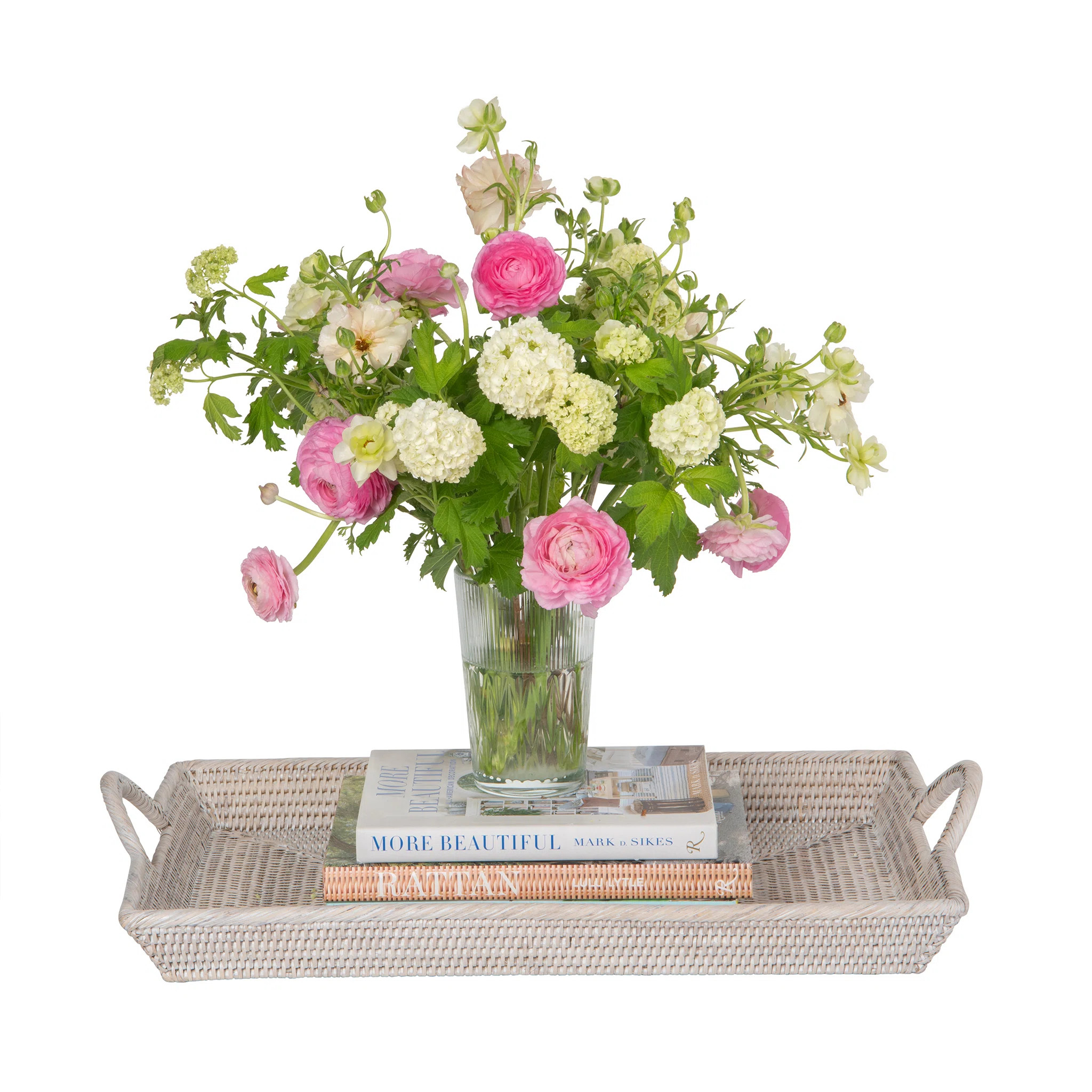 La Jolla Rattan Decorative Serving Tray with Ear Handles, Ottoman Tray | Wayfair North America