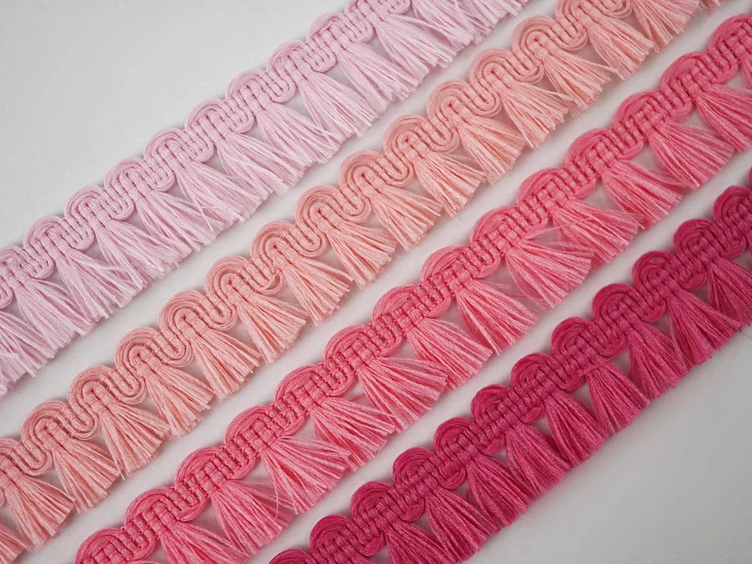 5 Yards Pink Matte Mini Tassel Trim, Matte Tassel Trim, Pink Trim, Wholesale Trim, Pink Mini Tass... | Etsy (US)