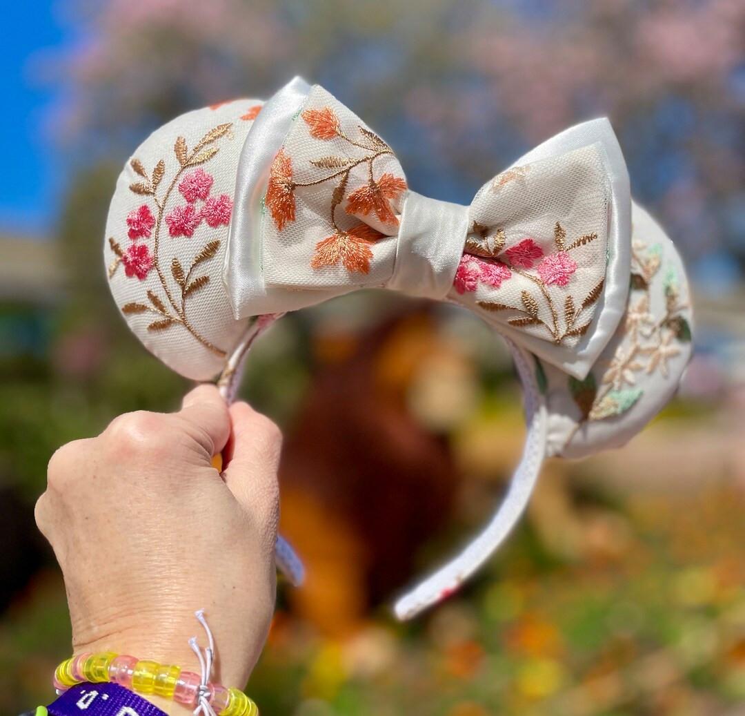 Cream Floral Princess Couture Mickey Ears, Neutral Minnie Ears, Flower and Garden Ears, Aesthetic... | Etsy (US)