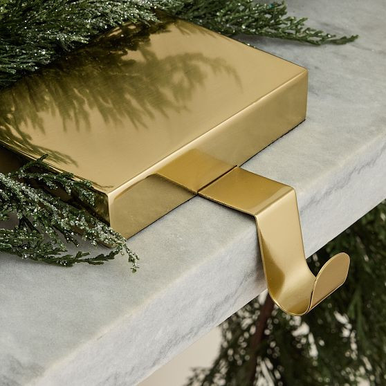 Low Profile Stocking Holder, Polished Brass | West Elm (US)