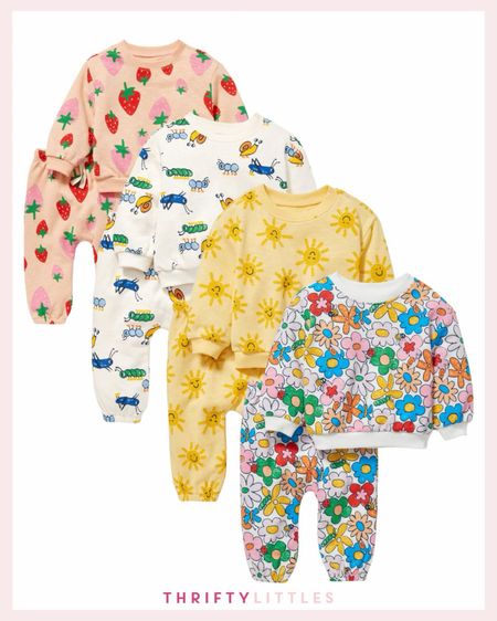 Spring is in the air at Old Navy and these sweatshirt + jogger sets for baby come in the sweetest prints!  Currently 30% off! 

#LTKSpringSale #LTKfindsunder50 #LTKbaby