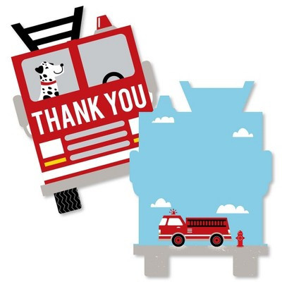 Big Dot of Happiness Fired Up Fire Truck - Shaped Thank You Cards - Firefighter Baby Shower Birthday Party Thank You Cards with Envelopes - Set of 12 | Target