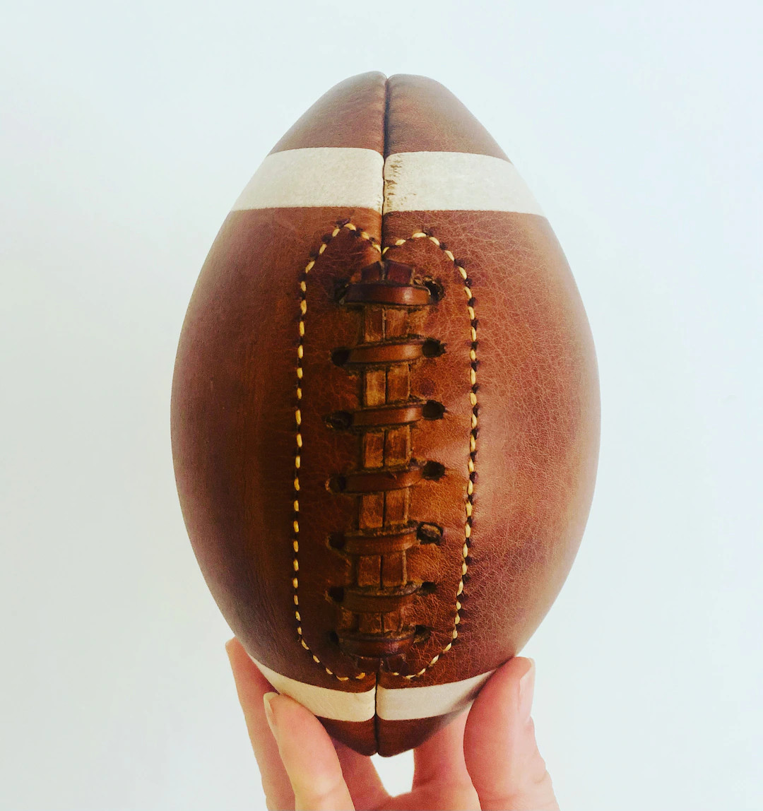 American Football Mini With Lines / Real Leather Football / Gift for Teenager / Vintage Decor / C... | Etsy (US)