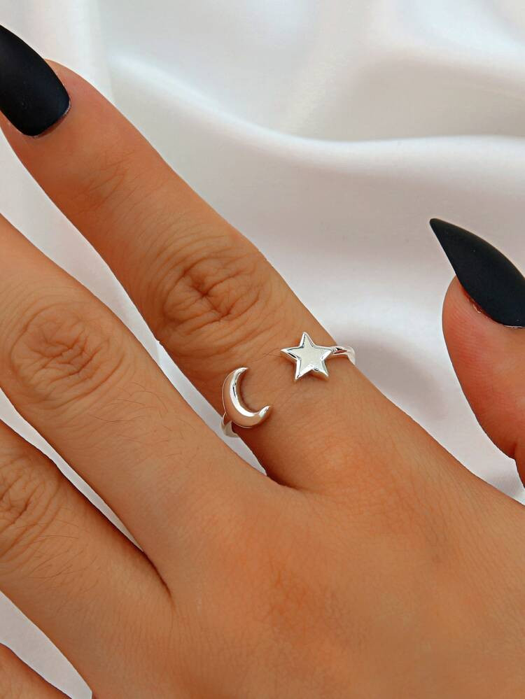 Star & Moon Decor Cuff Ring | SHEIN