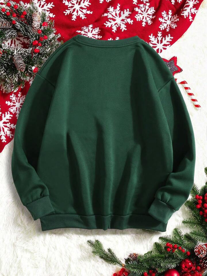 Plus Christmas Tree Print Thermal Lined Sweatshirt | SHEIN