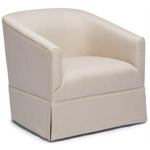 Elm Ivory Linen Fabric Skirted Swivel Accent Chair | Homesquare